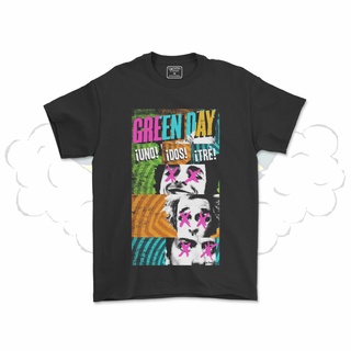 คอลูกเรือเสื้อยืดคอกลมเสื้อยืด พิมพ์ลาย GREEN DAY GREEN DAY BAND V5ผ้าฝ้ายแท้