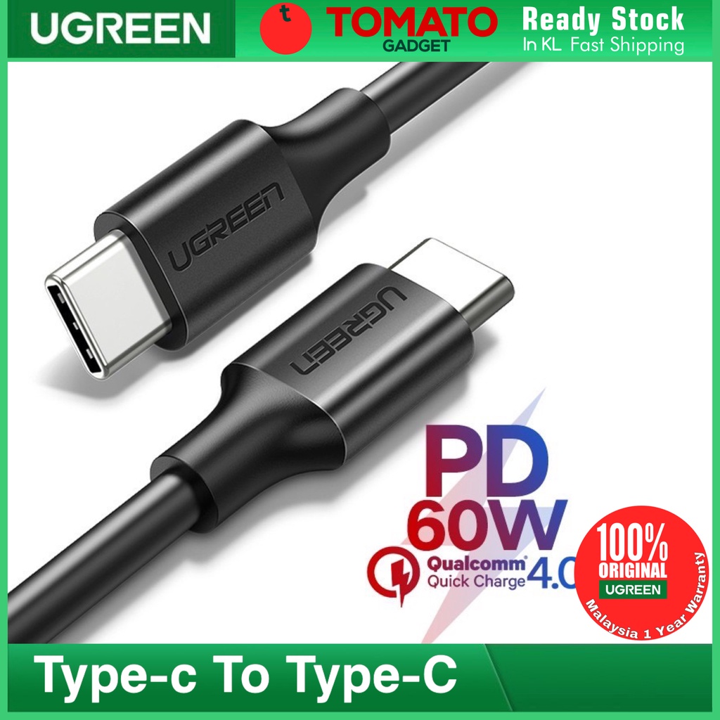 UGREEN สาย Type C USB Type C ถึง Type C PD 60W สายชาร์จเร็วสําหรับ Macbook Huawei Samsung