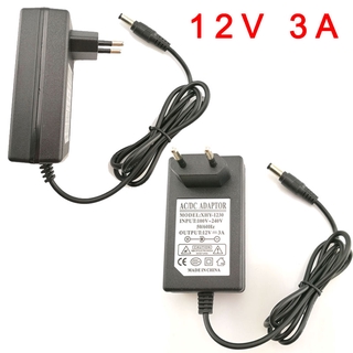 อะแดปเตอร์แปลงพาวเวอร์ซัพพลาย สวิตช์ 5.5x2.5 มม. EU US AC 100V-240V เป็น DC 12V 3A 3000ma สําหรับแถบไฟ Led