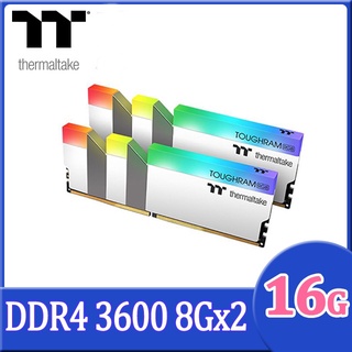 16GB (8GBx2) DDR4/3600 RAM PC (แรมพีซี) THERMALTAKE TOUGHRAM RGB WHITE (R022D408GX2-3600C18A)