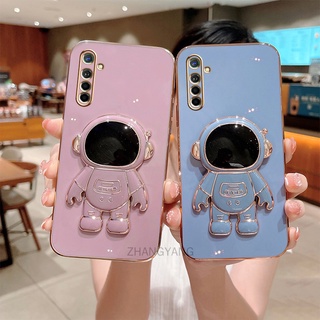 เคส Realme 6 6 pro เคสโทรศัพท์ Realme 6 6 pro เคสโทรศัพท์เคลือบด้วยไฟฟ้าบางเฉียบ + ขาตั้งนักบินอวกาศ 3D แบบพกพา