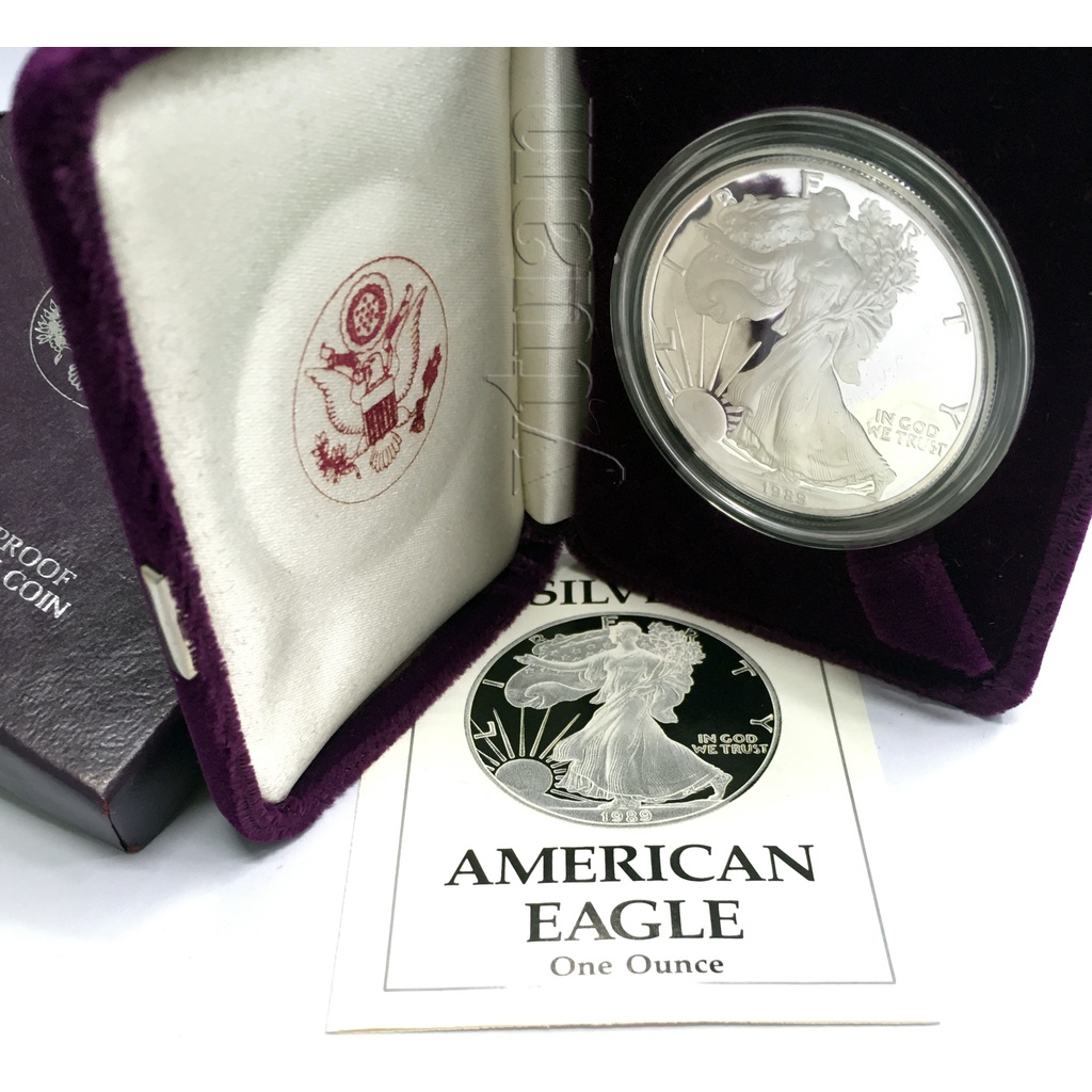 เหรียญเงินขัดเงาอเมริกา โรงกษาปณ์ซานฟรานซิสโก 1989 S American Silver Eagle Proof Coin Philadelphia United States Mint