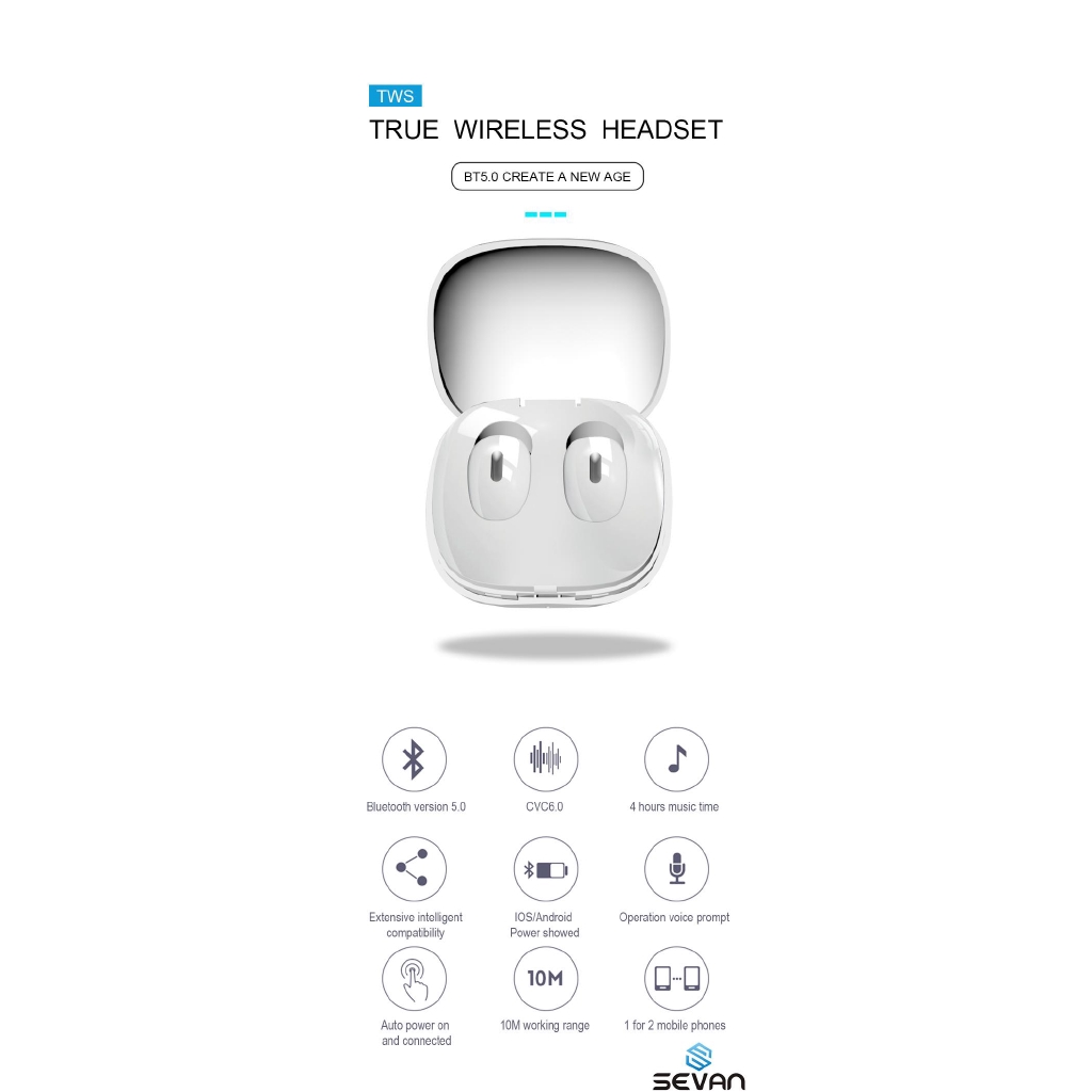 T2 Wireless Binaural Bluetooth 5.0 Mini TWS Headset Switching Dual-pass Earphones with Charging Box