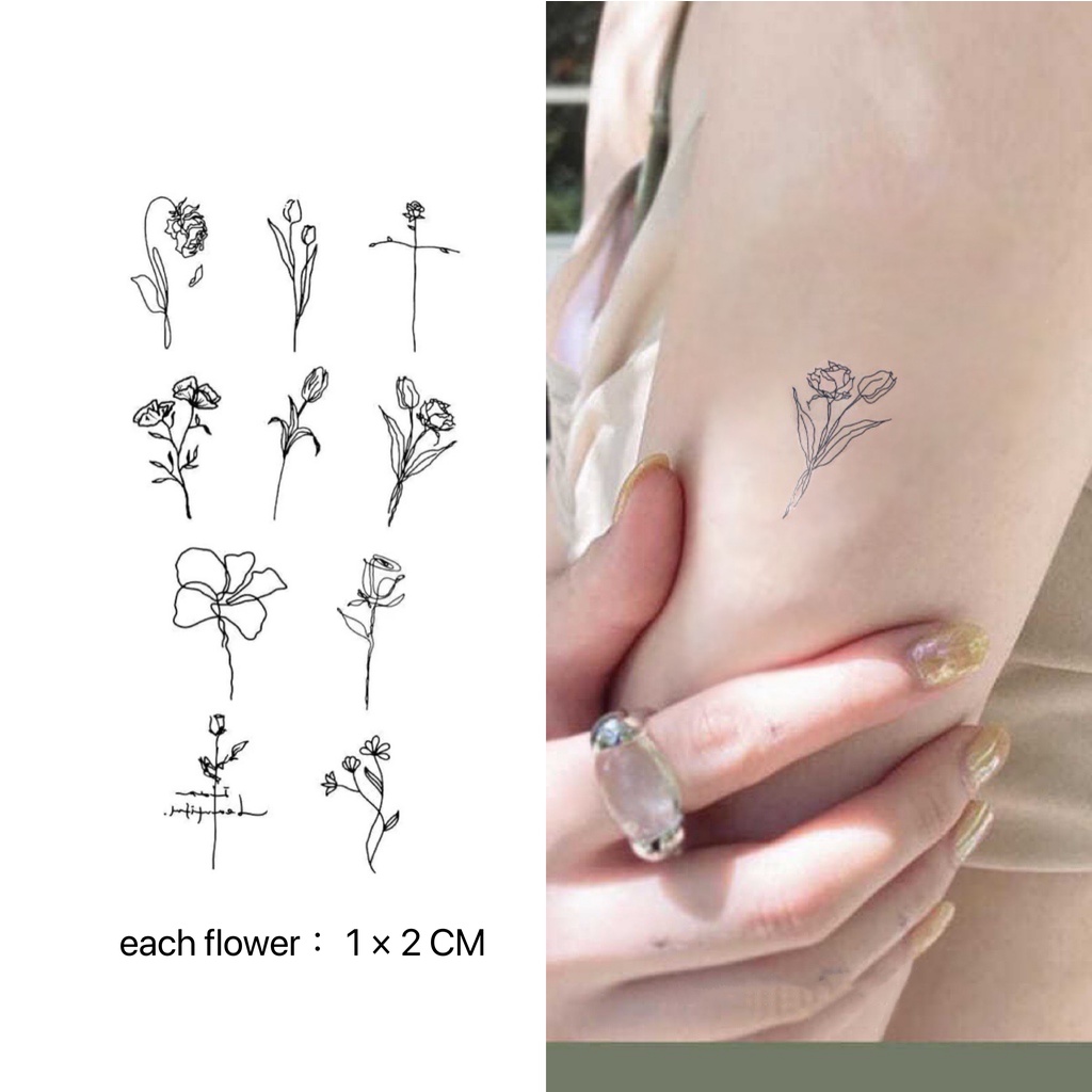 Magic Mars Tattoo NEW Technology สักกึ่งถาวรชั่วคราว 2 สัปดาห์ สติกเกอร์ปลอม Tattoo แบบMinimalism ดอกไม้เกาหลี X006