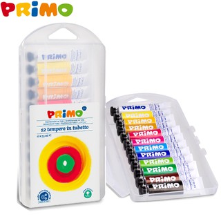 ชุดสีโปสเตอร์ Primo (พรีโม่) 12 สี ขนาด 7.5ml  สีปลอดภัยสำหรับเด็ก กล่องพลาสติก  #245T12PP