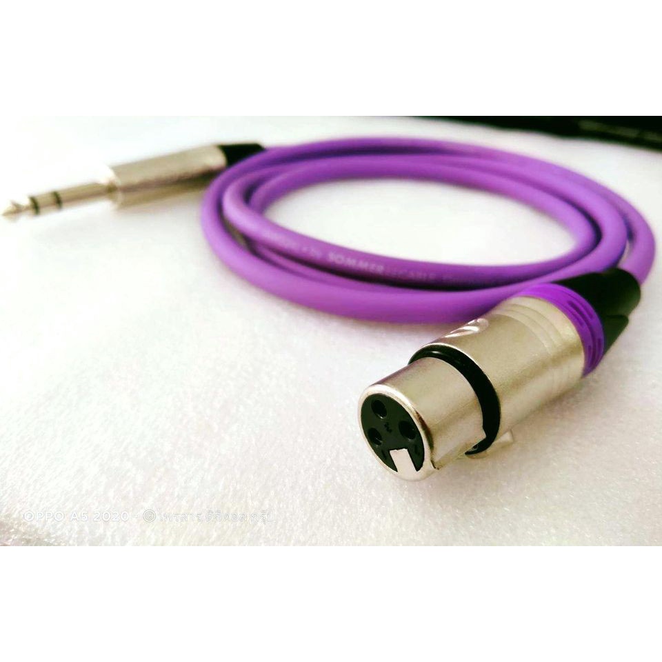 TRS to XLR(เมีย) LIDGE Balance สายสัญญาณ พร้อมใช้SOMMER ขนาด 2x0.22mm ยาว70cm,1m.1.5m.2m *เลือกสีได้