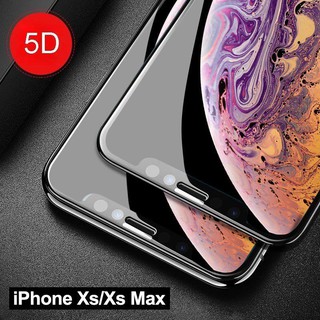 5D iPhone X XR XS XSMAX 7P/8P 6/6S Plus ฟิล์มกระจกเต็มจอ ขอบสี accessories ฟิล์มกระจกเต็มจอ film