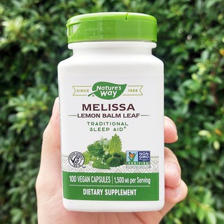 เลมอนบาล์ม Melissa, Lemon Balm Leaf 1500mg 100 Vegetarian Capsules (Natures Way®)