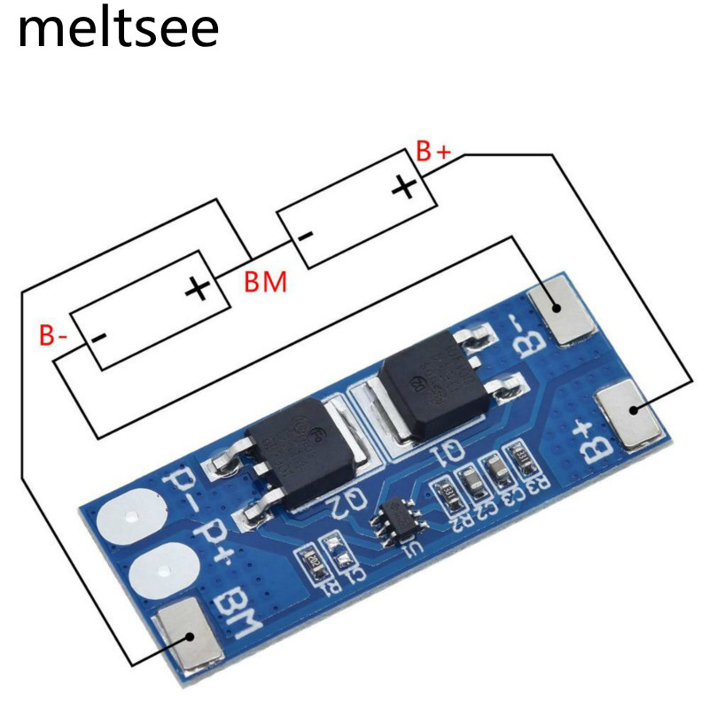 2s 8A Li-ion 7.4v 8.4V 18650 bms Pcm 15A Peak Current แบตเตอรี่ป้องกัน bms Pcm สําหรับ Li-ion Lipo คณะกรรมการป้องกัน