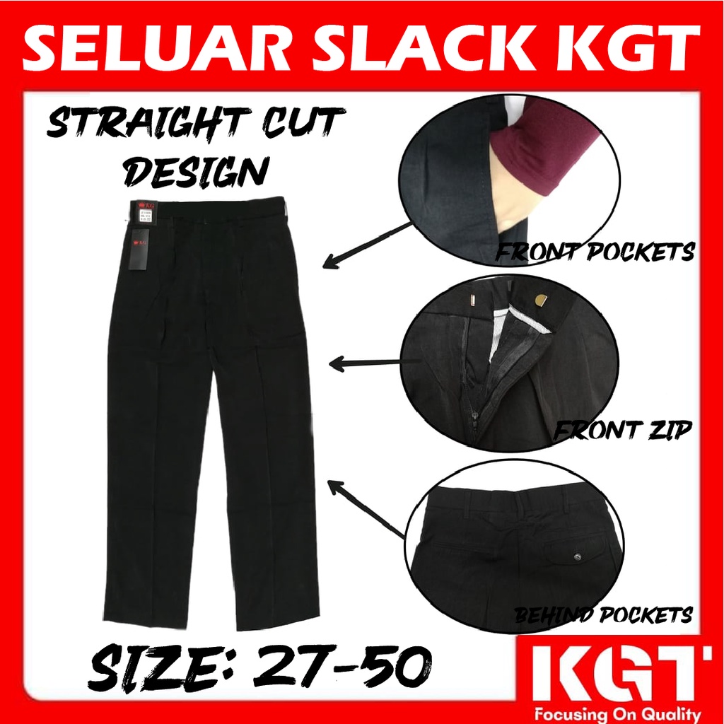 SELUAR SLACK HITAM (kain licin) SLACK LONG PANTS BLACK GOOD QUALITY STRAIGHT CUT OFFICE PANTS