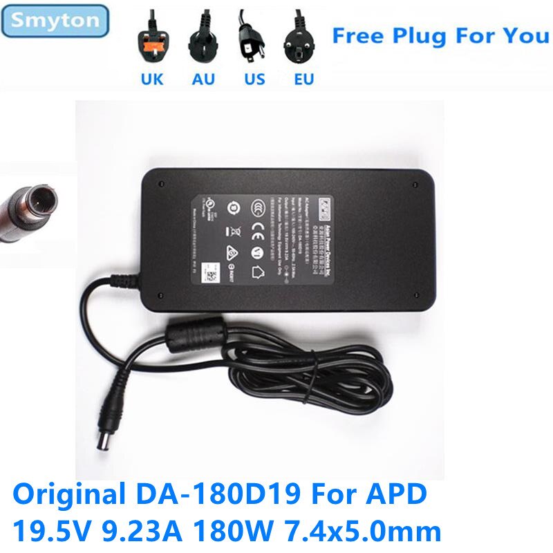 AC Adapter Charger สําหรับ 19.5V 9.23A 180W 7.4x5.0 มม.APD DA-180D19 แล็ปท็อปอะแดปเตอร์จ่ายไฟ