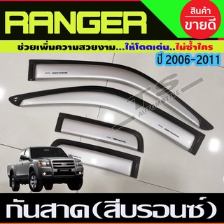 กันสาดข้างประตู สีบรอนซ์ Ford Ranger 2006-2011 รุ่น2ประตู+แคบ (AO)