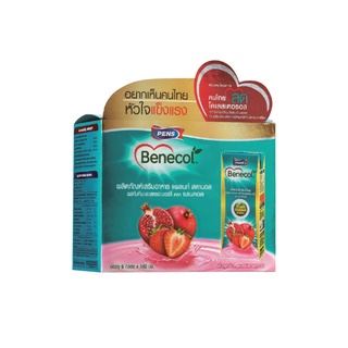 เบเนคอล เครื่องดื่มยูเอชที รสน้ำทับทิมและสตรอเบอร์รี่ 180 มล. แพ็ค 6 กล่อง Benecol UHT Pomegranate+Strawberry 180 ml x 6