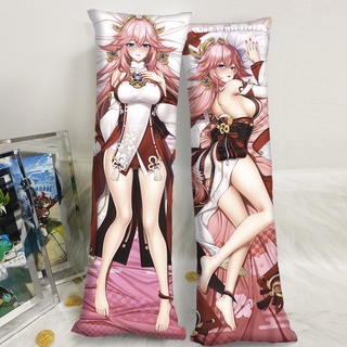 Genshin Impact Yae Miko Dakimakura ปลอกหมอน ลายสุนัขจิ้งจอก สีชมพู ขนาด 50x150 ซม. สําหรับตกแต่งห้องนอน