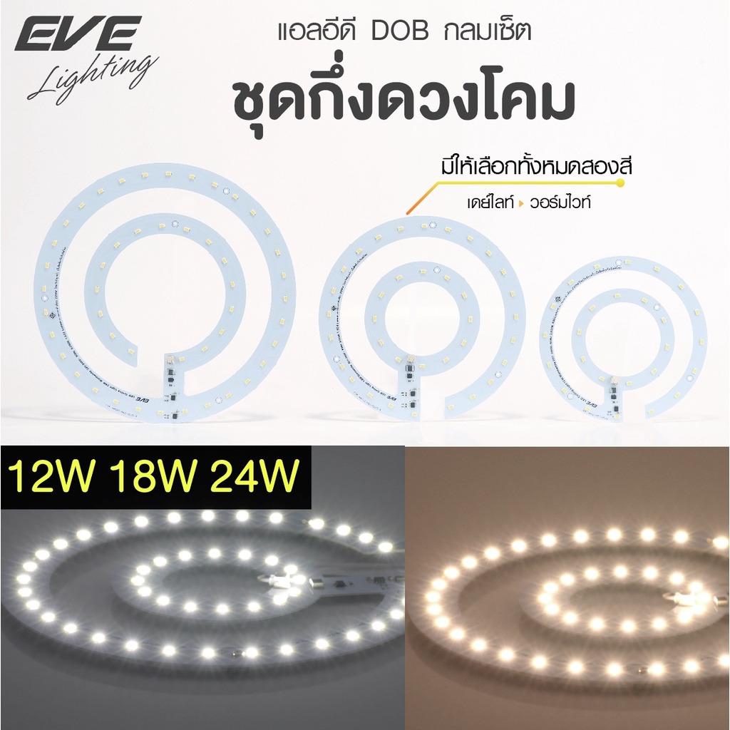 [ ลดราคา ] EVE ชุดแผงไฟแอลอีดี LED ขนาด 12W แสงเหลือง วอร์มไวท์ 3000K มีแถบแม่เหล็กด้านหลัง