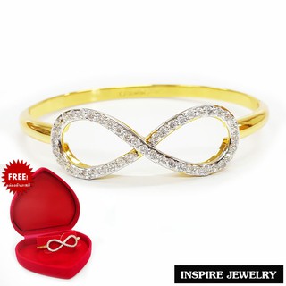 Inspire Jewelry (NN) ,กำไลอินฟีนิตี้ Infinity ฝังเพชรสวิส หุ้มทองแท้ 24K  ความยิ่งใหญ่มหาศาล ร่ำรวย ไม่มีที่สิ้นสุด