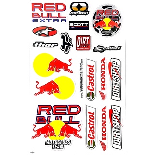 กระทิงแดง Motocross Team สติกเกอร์แต่ง Sheet รถมอเตอร์ไซค์ บิ๊กไบค์ รถยนต์ เนื้อPVC เคลือบเงา กันน้ำ กันแดด คุณภาพดี