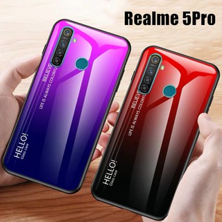 [ส่งจากไทย] Case Realme 5Pro เคสกระจกสองสี เคสเงาไล่สี ขอบนิ่ม เคสกันกระแทก สีกระจกเทมเปอร์ปลอกแก้วฝาหลังกันชน