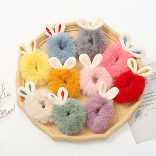 ยางรัดผมปุกปุยหูกระต่ายน่ารักๆ พร้อมส่ง@ร้านไทย@