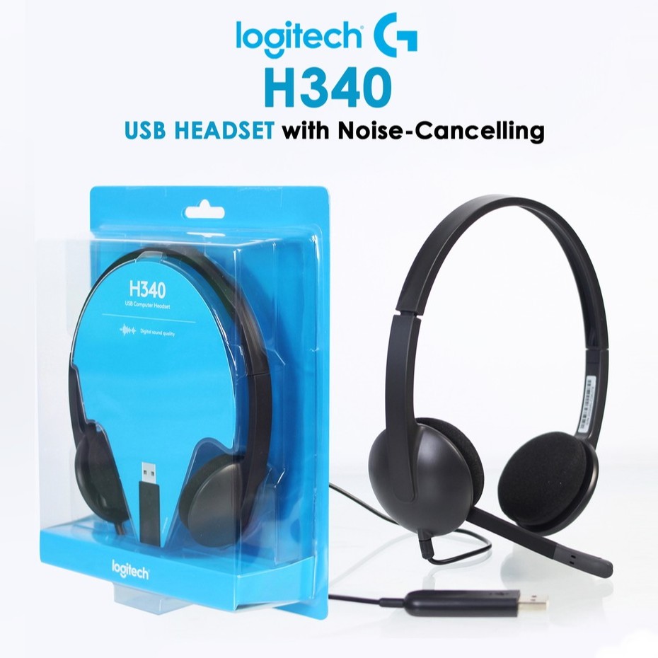 ชุดหูฟังของแท้ Logitech H340 USB PC Headset with Noise-Cancelling Mic 2y.