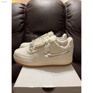 ஐ♘Travis Scott X รองเท้า Nike Air Force 1 Low Af1 "Sail" Sail Dunk รองเท้าผ้าใบ Aq4211-101