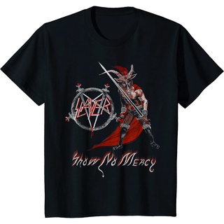 คอลูกเรือเสื้อยืดคอกลมเสื้อยืด คอกลม ผ้าฝ้าย พิมพ์ลาย Slayer Show No Mercy แฟชั่นฤดูร้อน สําหรับผู้ชายผ้าฝ้ายแท้