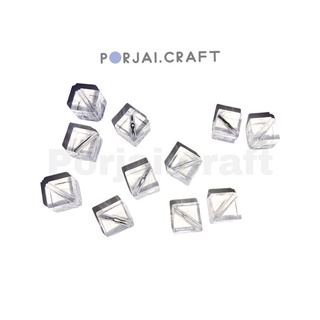 ลูกปัดลูกบาศก์ Clear Cube Beads 10mm