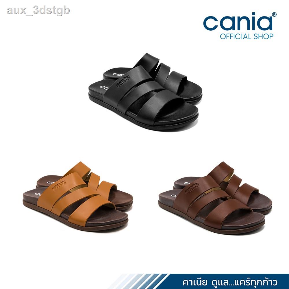 ☍CANIA คาเนีย รองเท้าแตะสวมชาย CM12121 สีดำ, แทน, น้ำตาล Size 40-44