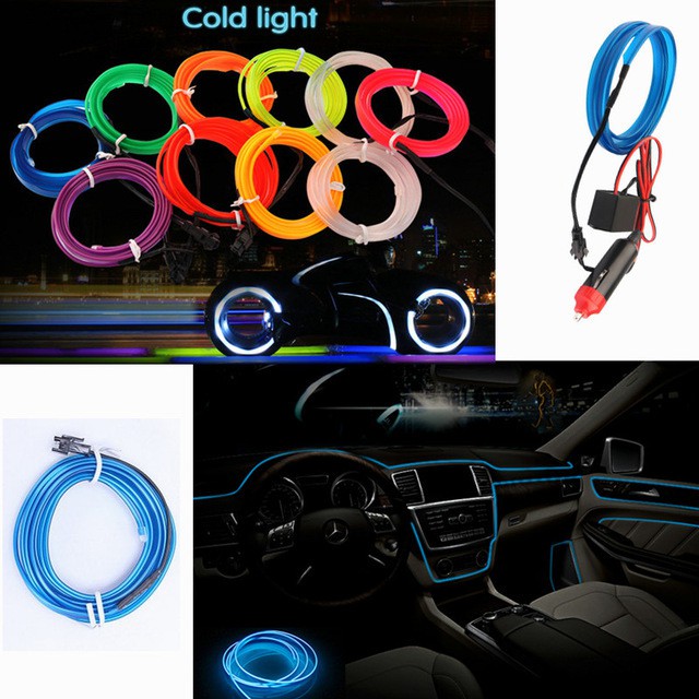 แสงกลางคืน1/2/3/4/5M Car Interior Led Decorative Lam EL Wiring Neon