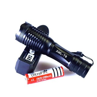 Ultrafireigootech UltraFire LED Flashlight CREE T6 Torch Black &amp;Battery &amp; Charger Included