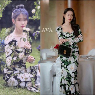 Dress Graphic Floral Print Modern.ชุดเดรสเนื้อผ้าปริ้นท์ลายดอกไม้