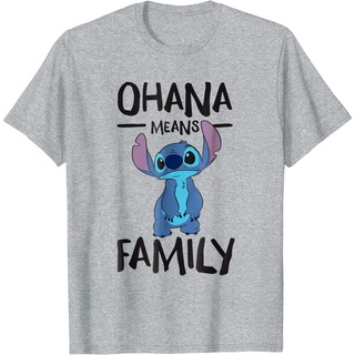 tshirtเสื้อยืดคอกลมฤดูร้อนเสื้อยืดแขนสั้นลําลอง คอกลม พิมพ์ลาย Disney Ohana Means Family Stitch แฟชั่นสําหรับผู้ชายSto4X
