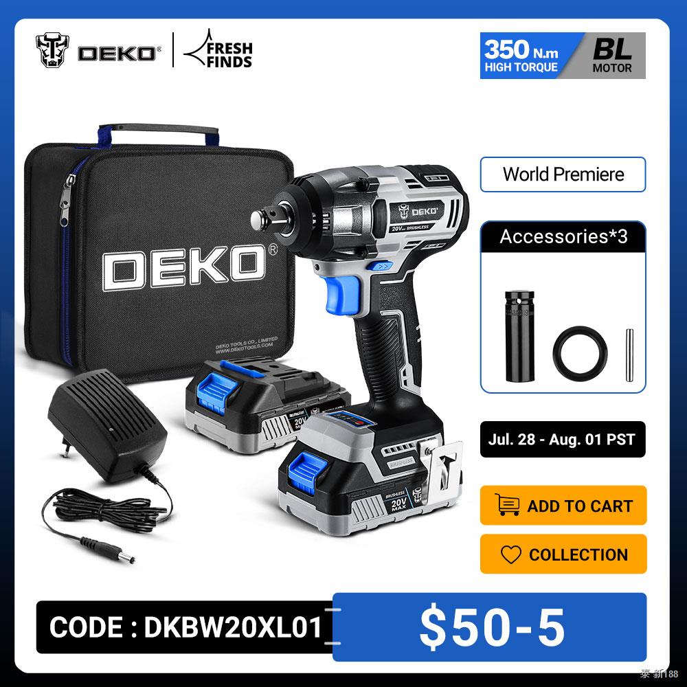 【World Premiere】DEKO 20V MAX Cordless Brushless Wrench 350N.m High