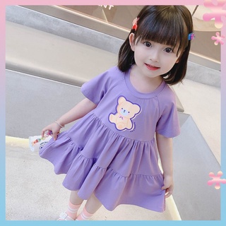 Girls summer cute dress Western style childrens short-sleeved girls dress Korean style princess dress fashion