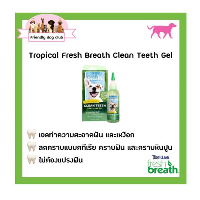 Tropiclean Fresh Breath Clean Teeth Gel 4 oz./118 ml เจลป้ายปาก ทำความสะอาดฟันและเหงือกของสุนัข