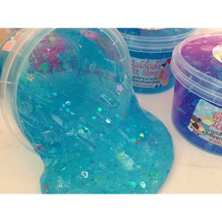 Ginasquishy สไลม์สีฟ้า กากเพชร พร้อมส่ง สลามสีฟ้า สลามกากเพชร Glitter Slime