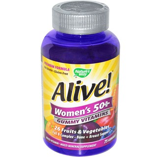 Natures Way, Alive! Womens 50+ Gummy Vitamins, 75 Gummies