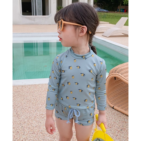 ชุดว่ายน้ำเด็ก lemon lover 3 ชิ้น ( เสื้อ กางเกง หมวก)(SW213)