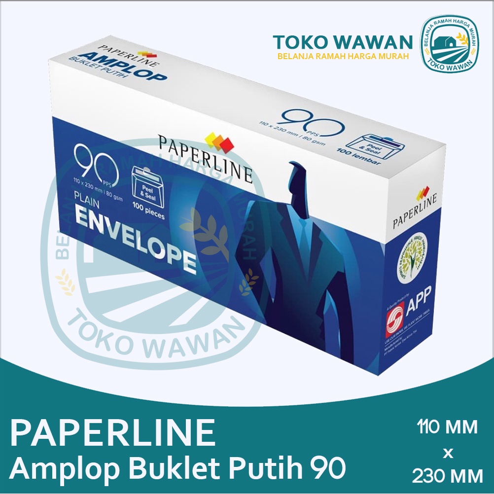 Putih Paperline ซองจดหมายสีขาวธรรมดา No. 90 / ซองจดหมายสีขาว อักษรยาว บรรจุ 100