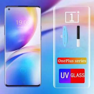 ฟิล์มกระจกนาโน 3D UV ป้องกันหน้าจอ สำหรับ ONEPLUS 9 7 7T 8 Pro Glue HD Clear Curved Tempered Glass Screen Protector