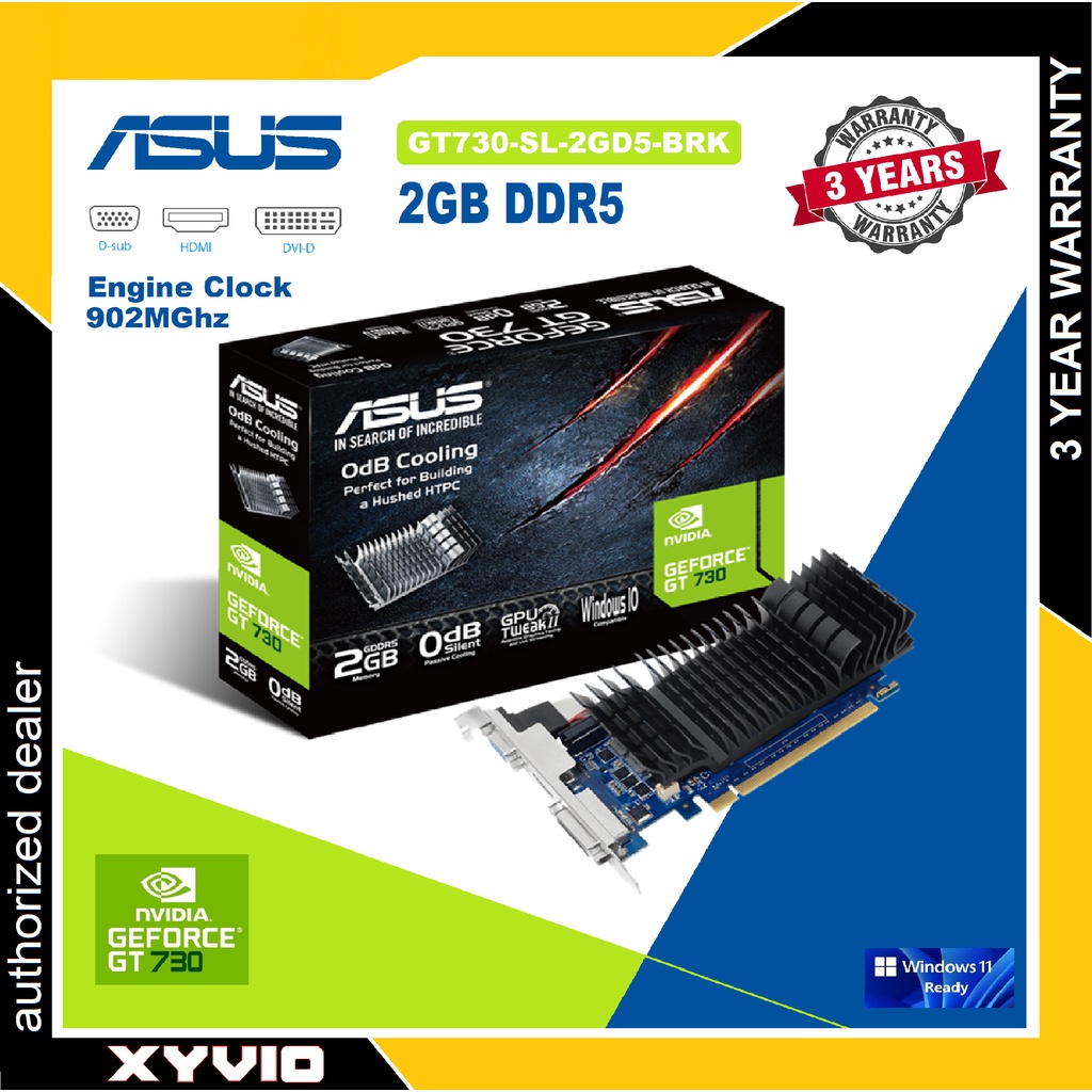 ASUS GT730-SL-2GD5-BRK ASUS GeForce® GT 730 2GB GDDR5 กราฟิกการ์ดโปรไฟล์ต่ําสําหรับการสร้าง HTPC แบบ