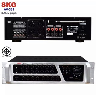 NEW แอมป์ขยายเสียง skg เครื่องแอมป์ขยายเสียงกลางแจ้ง 8000w pmpo. รุ่น AV-331 (สีดำ-หน้าเงิน) จัดส่งฟรี เก็บเงินปลายทางได