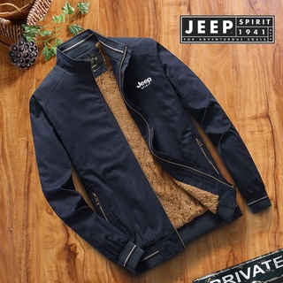 JEEP SPIRIT 1941 ESTD เสื้อแจ็กเก็ตเบสบอล ผ้าฟลีซ ทรงสลิมฟิต ให้ความอบอุ่น สไตล์ฮิปฮอป สําหรับผู้ชาย