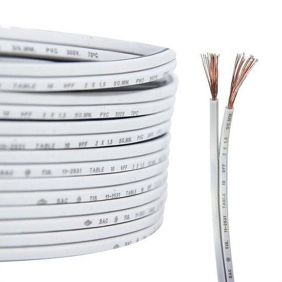 สายไฟอ่อน Speaker wire (ใช้แทนสาย VFF )2x1.5 Sqmm 10 เมตร  มีมอก.เหมาะสำหรับ AC / DC สายไฟฟ้าในบ้าน 