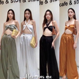 🍋HAVANAS ME🍋ชุดเซท2ชิ้น สวยเซ็กซี่ห้ามพลาด ชุดเซทแมทซ์กับกางเกงซาตินขายาว สวยหรูดูแพง