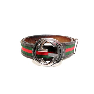 เข็มขัด Gucci Web belt with Interlocking G sz 90 36 มือ 2 ของแท้