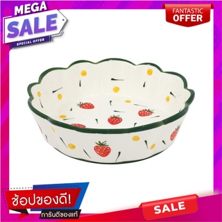 ชามขอบหยัก KECH PORCELAIN 8 นิ้ว STRAWBERRY อุปกรณ์ใส่อาหาร PORCELAIN SCALLOPED EDGE BOWL KECH 8IN STRAWBERRY