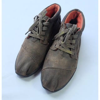 Toms Shoes Waxed Twill Botas Size 7W / 38EU / 23.5 CM. สีน้ำตาล มือสอง ของแท้