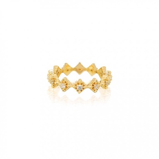 ake ake The Rituals Micro Cross Ring Extreme - 24 Karat Gold แหวนเงินแท้ 925 แฮนด์เมดแกะมือ ชุบทอง ประดับพลอยคริสตัล