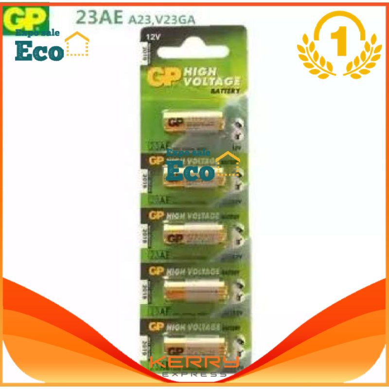 Eco GP Battery ถ่าน Alkaline Battery 12V. รุ่น GP23AE / A23S / A23L / L1028 (1 แพ็ค 5 ก้อน)